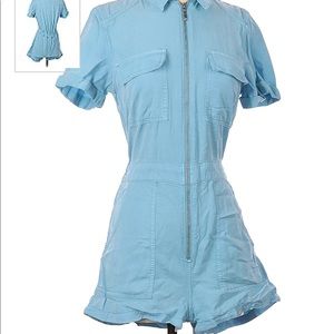 BDG Blue Utility Zip Romper